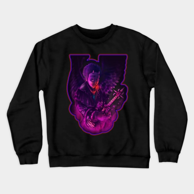 Demon King of Rock 'n' Roll Crewneck Sweatshirt by BloodFuryArt